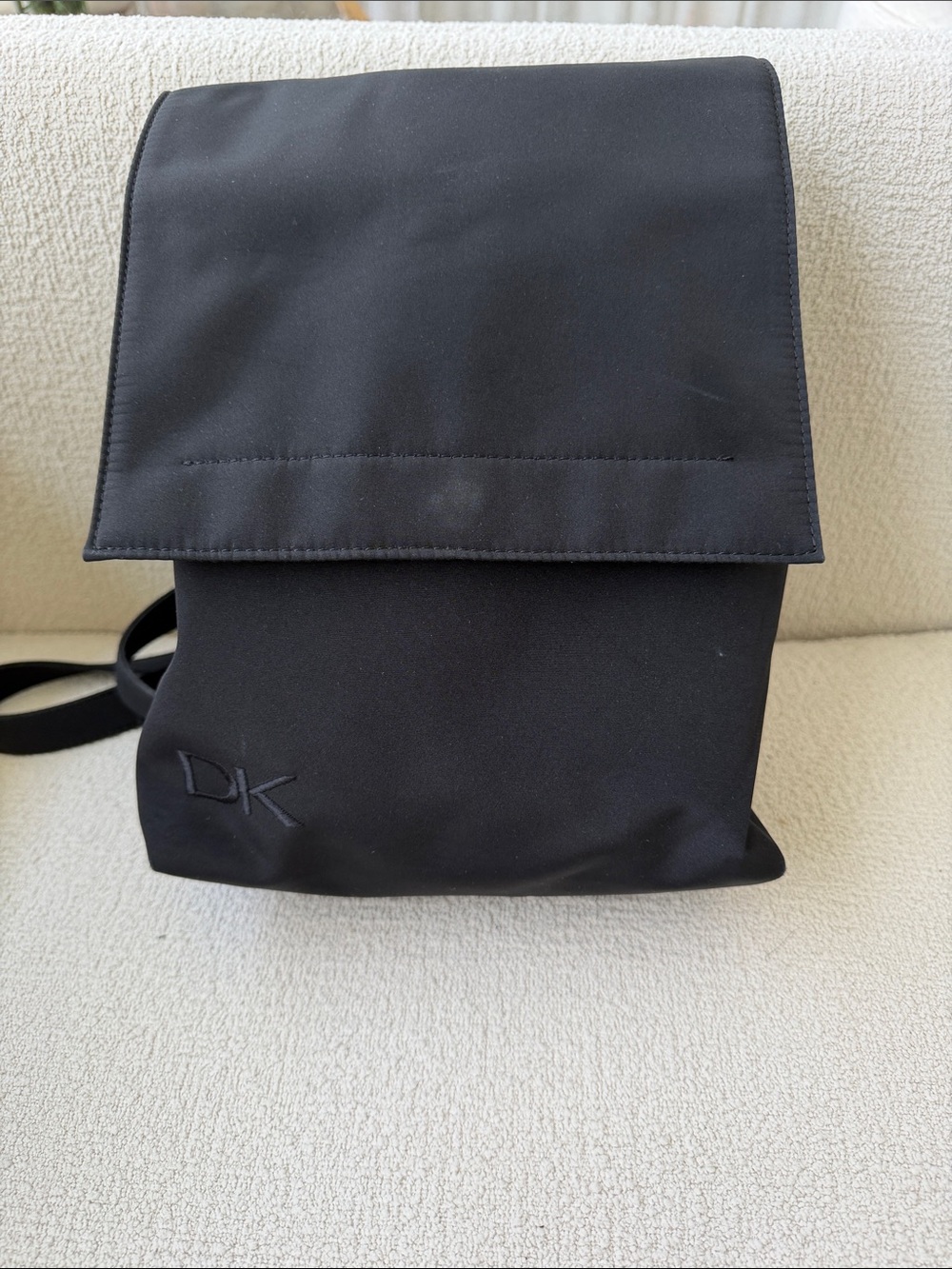 Donna Karan Black Minimalist Canvas Backpack